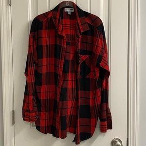 Lightweight red and black flannel shirt